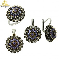 Gümüş Otantik Taşlı Set